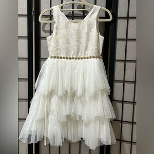 American Princess GOLD AND Ivory TULLE TIERED TEXTURE SPECIAL OCCASION DRESS SZ6